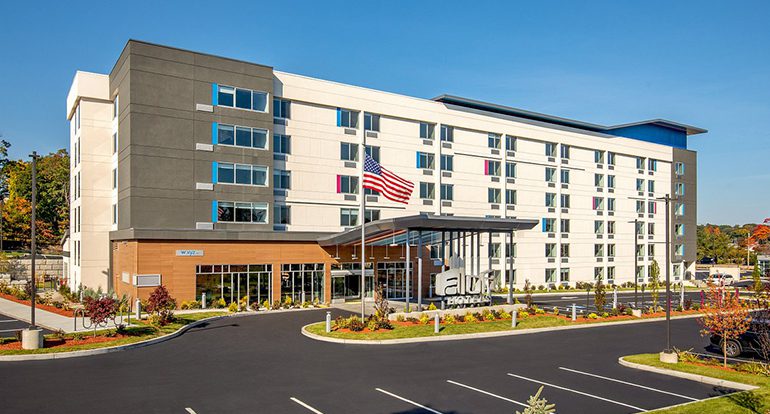 Aloft framingham hotel which was built in 1969 converted into an upscale hotel with mixed-use development and Sustainable Design Services (Groundwater recharge, LED site lighting and energy improvements) with a project value of $13 million.