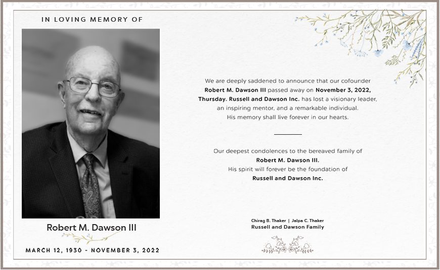 Robert Dawson co founder of Russell and Dawson