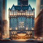 A stunning image featuring the exterior of The Plaza Hotel in New York, with its historic architecture and luxurious design.