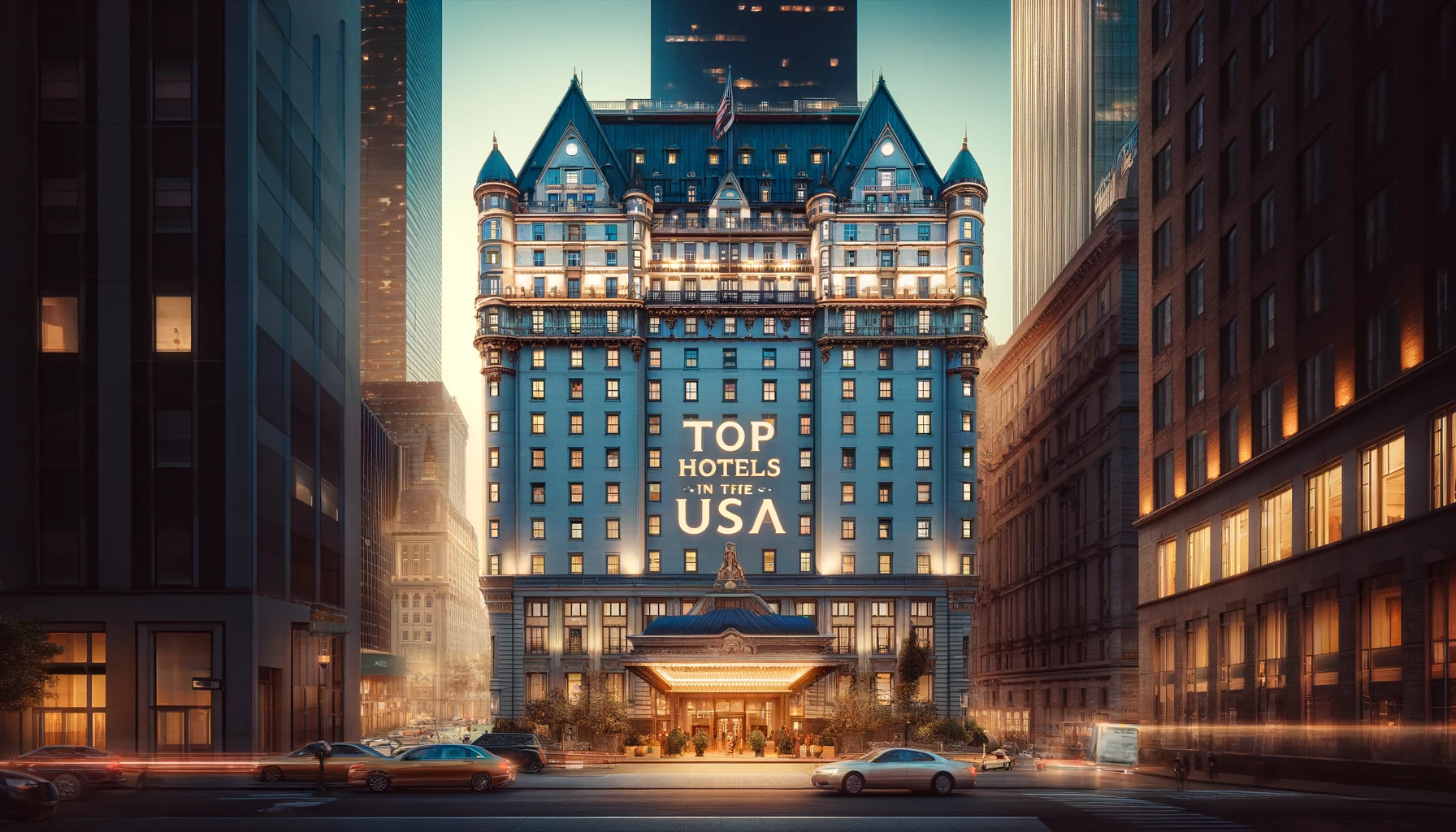 A stunning image featuring the exterior of The Plaza Hotel in New York, with its historic architecture and luxurious design.